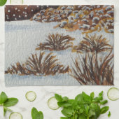 landelijke sneeuwscans - ontwerp voor seizoenskuns theedoek (Gevouwen)