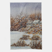 landelijke sneeuwscans - ontwerp voor seizoenskuns theedoek (Verticaal)