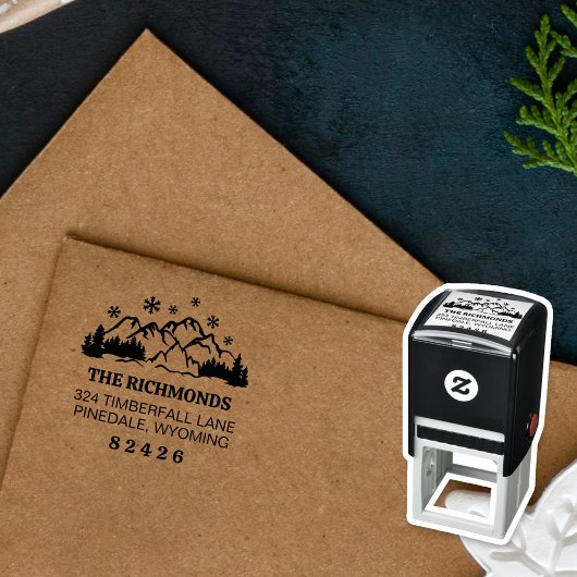 Landelijke Sneeuwval Bergen & Dennen Retouradres Zelfinktende Stempel