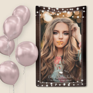 Landelijke snoerlampen afstudeerhoed foto afstuder spandoek