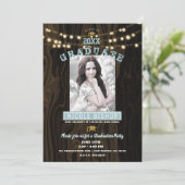 Landelijke snoerlichten foto afstudeerfeest kaart (Staand voorkant)