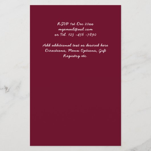 Landelijke soennitische soonbloemen Burgundy Rozen (Achterkant)