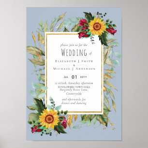 Landelijke soennitische soonbloemen Burgundy Rozen Poster