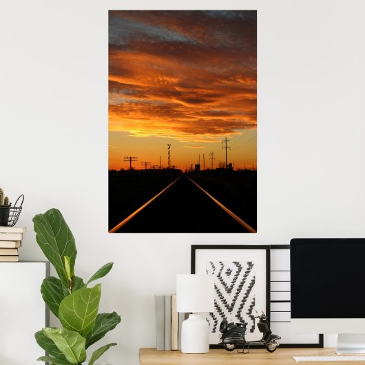 Landelijke spoorweg Sunset Poster (Thuiskantoor)