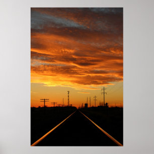 Landelijke spoorweg Sunset Poster