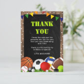 Landelijke sportthema kinderverjaardag bedankkaart (Staand voorkant)