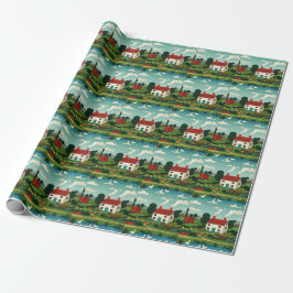 Landelijke stad cadeaupapier