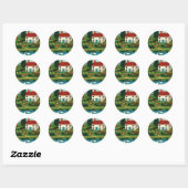Landelijke stad ronde sticker (Vel)