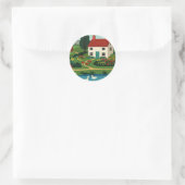 Landelijke stad ronde sticker (Tas)