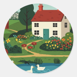 Landelijke stad ronde sticker