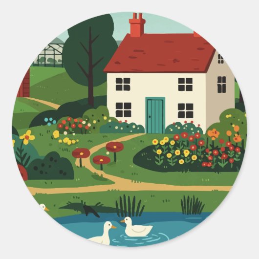 Landelijke stad ronde sticker (Voorkant)