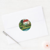 Landelijke stad ronde sticker (Envelop)