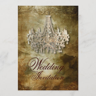 landelijke steampunk vintage kroonluchter bruiloft kaart