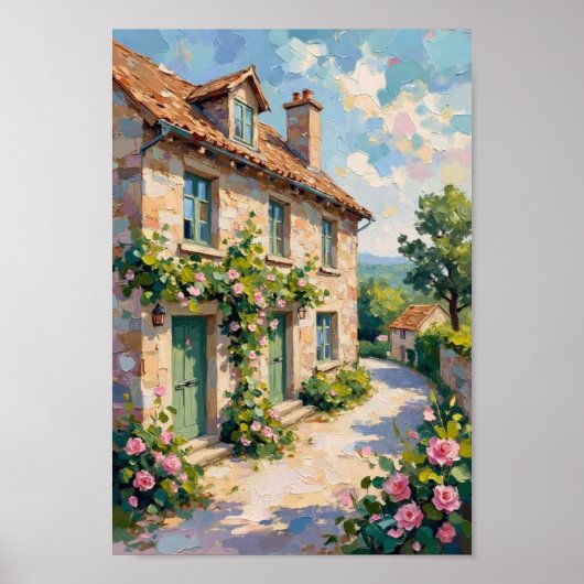 Landelijke stenen cottage kunst poster (Voorkant)