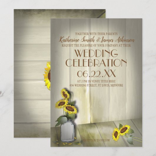 LANDELIJKE STENEN POT MET ZONNEBLOEMEN KAART (Voorkant / Achterkant)