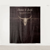 Landelijke Stier Schedel Country Western Textuur A Wandkleed (Voorkant)