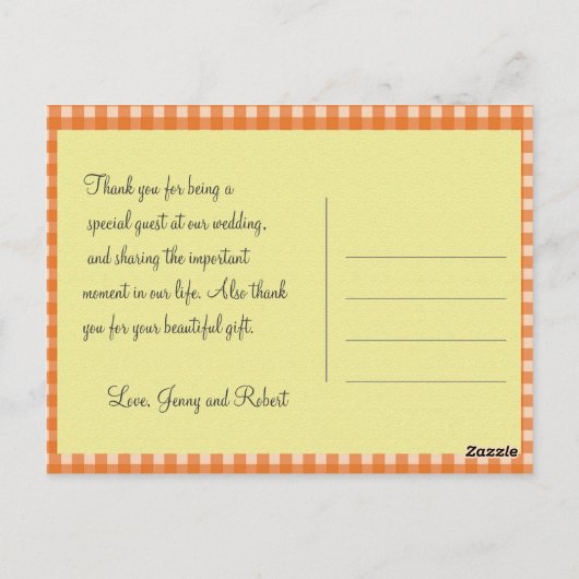 Landelijke stijl bruiloft dank u briefkaart. briefkaart (Achterkant)