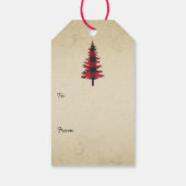 Landelijke stijl Buffel geruite kerstbomen Cadeaulabel (Achterkant)