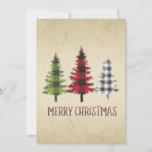 Landelijke stijl Buffel geruite kerstbomen Feestdagenkaart (Voorkant)