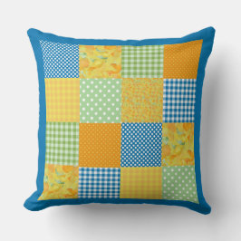 Landelijke stijl Faux-patchwork Kussen: Daffodils Kussen