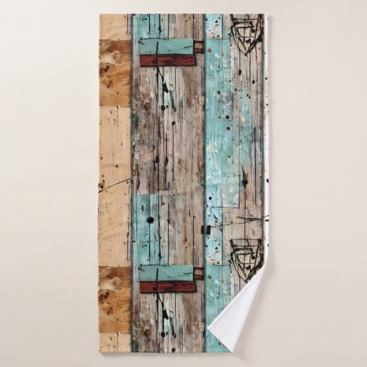 Landelijke stijl geschilderd hout Cabine art decor Bad Handdoek (Badhanddoek)
