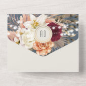 Landelijke Stofblauwe Slingerlichtjes Bloemige Bru All In One Uitnodiging (Achterkant)