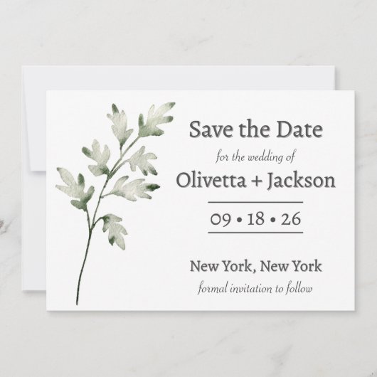 Landelijke Stofblauwe Wilde Bloem Save The Date (Voorkant)