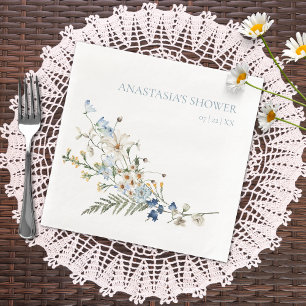 Landelijke Stofblauwe Wilde Bloemen & Madeliefjes  Servet