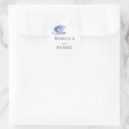 landelijke stoffige blauwe rozen en andere bloemen ronde sticker