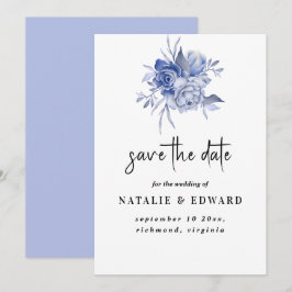 landelijke stoffige blauwe rozen en andere bloemen save the date