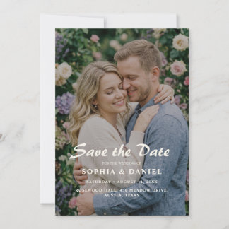 Landelijke stoffige roos pioen bloemige landfoto save the date
