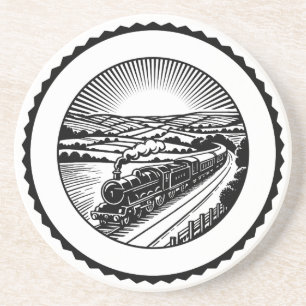 Landelijke stoomtrein zandsteen onderzetter