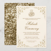 Landelijke Swirl Frame Crème en Goud Moslim Mehndi