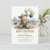 Landelijke teddybeer babyshower uitnodiging (Staand voorkant)