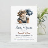 Landelijke teddybeer babyshower uitnodiging (Staand voorkant)