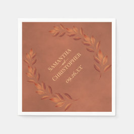 Landelijke Terracotta Bladeren Diagonaal Design Tr Servet