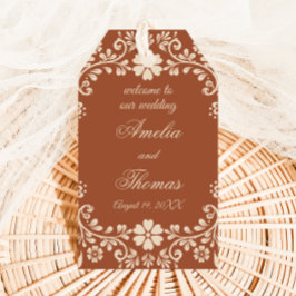 Landelijke Terracotta Bloemen Bruiloft  Cadeaulabel