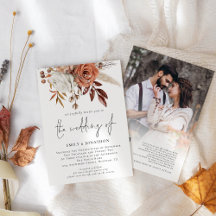 Landelijke Terracotta Bloemen Foto QR Code Trouwen