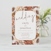 Landelijke Terracotta Bloemen Frame QR Code Trouwd Kaart (Staand voorkant)