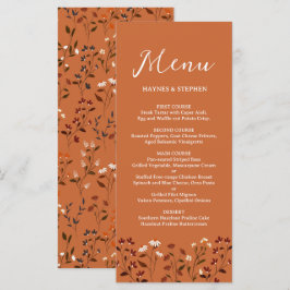 Landelijke Terracotta Bloemige Trouwmenu Menu