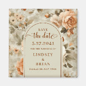 Landelijke Terracotta Ivoren Olijf Bloem Save the  Magneet (Voorkant)