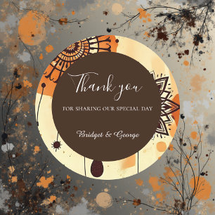 landelijke terracotta mandala boho bruiloft ronde sticker