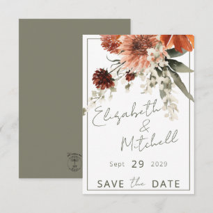 Landelijke Terracotta Roestige Bloemen Bruiloft Save The Date