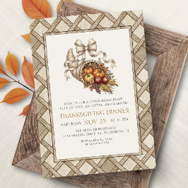Landelijke Thanksgiving-dineruitnodiging in rustie Kaart