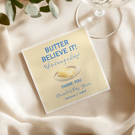 Landelijke thema boter geel blauwe baby shower servet