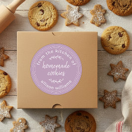 Landelijke Thuisgemaakte Koekjes Lavendel Ronde Sticker