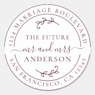 Landelijke Toekomst Mijnheer Mevrouw Burgundy Reto Ronde Sticker