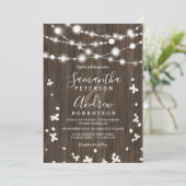 Landelijke touwlichten florale bruiloft kaart (Staand voorkant)