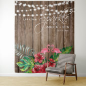 Landelijke Tropische Flamingo's Slingerlichtjes Br Wandkleed (In situ)