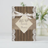 Landelijke trouw beige RSVP kant hout jute 3 (Staand voorkant)